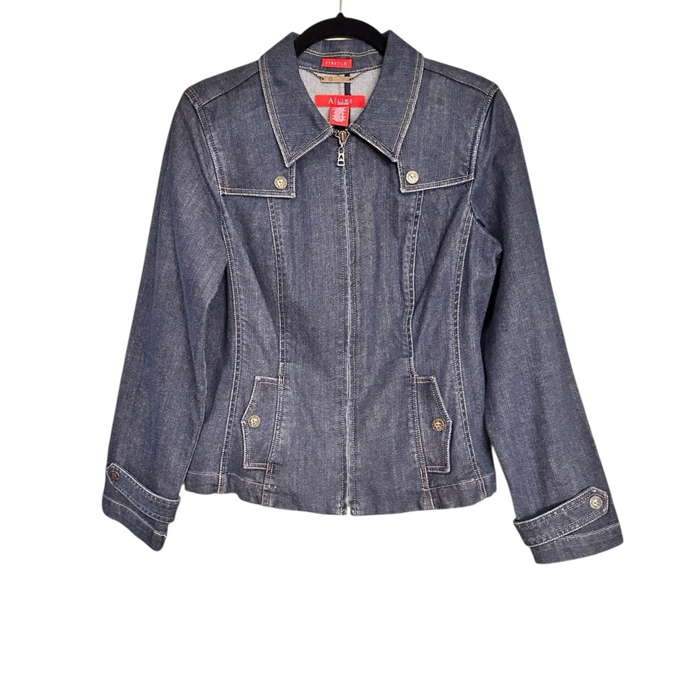 Anne Klein A-Line Dark Wash Denim Jacket Size 10 Stretch – Never Worn